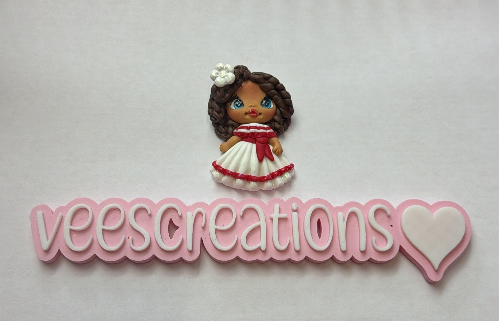#13 Puerto Rico Plena Girl Clay Doll