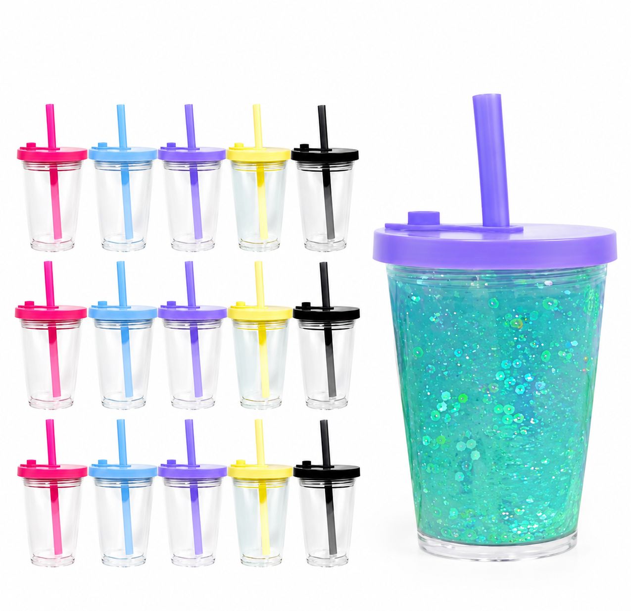 12oz Kids Colorful Snow Globe Plastic Cups