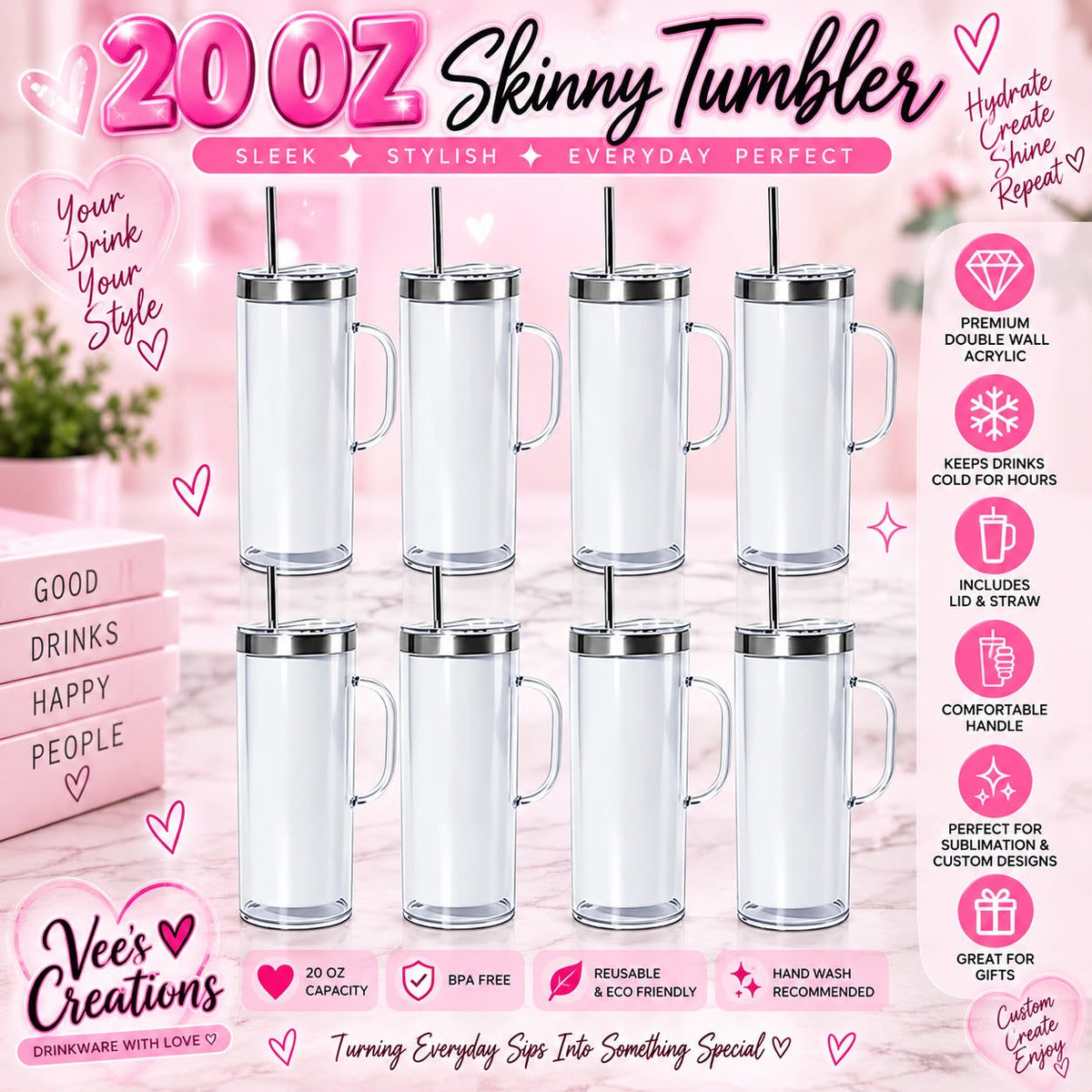 20oz sublimation handle tumbler