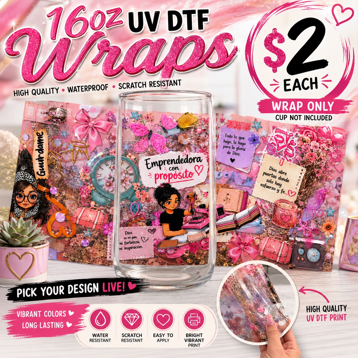 $2 - 16oz Uv Dtf Cup Wraps Only For Business