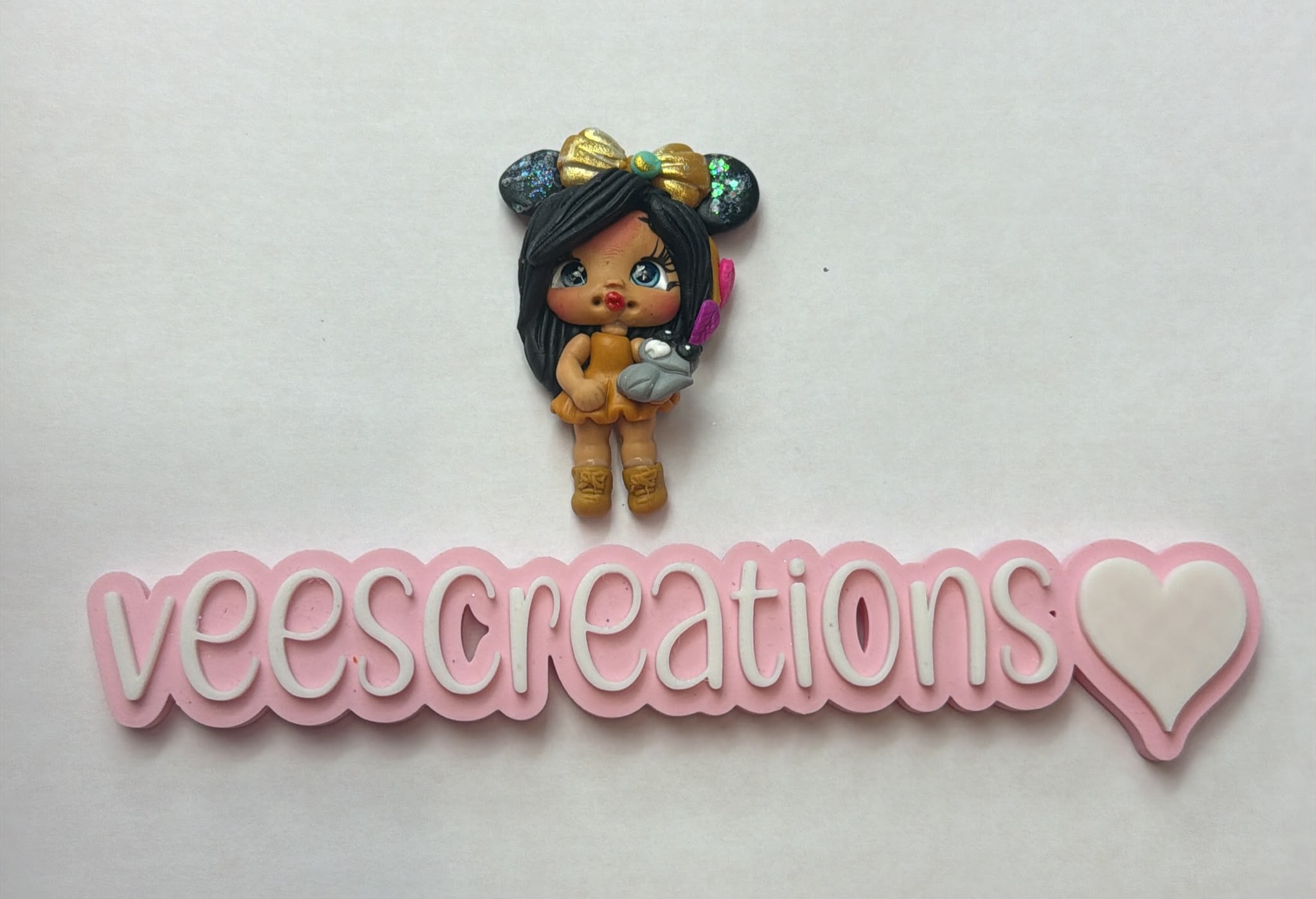 #30 Pocahontas Gold Bow Clay Doll