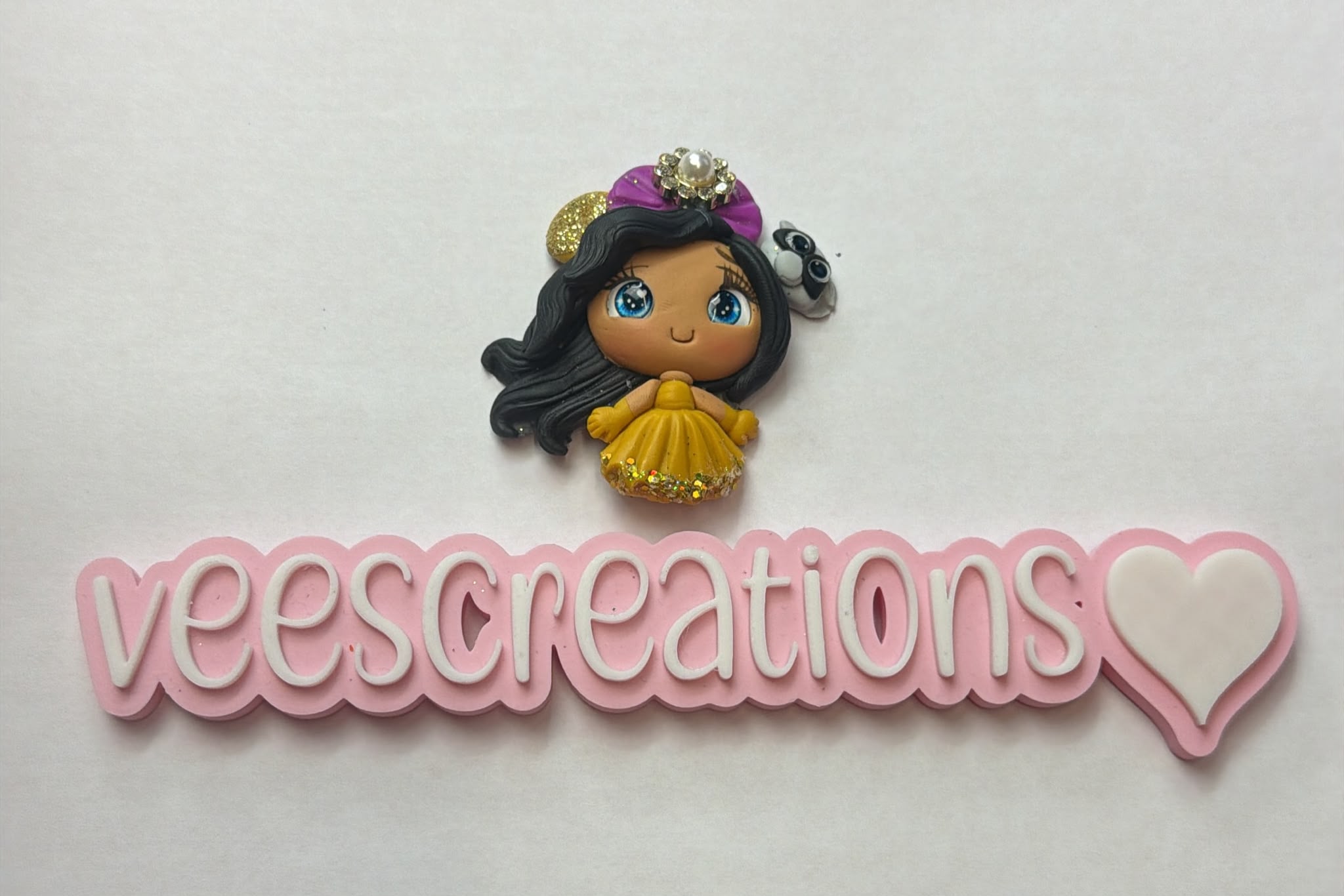 #31 Pocahontas Purple Bow & Dress Clay Doll