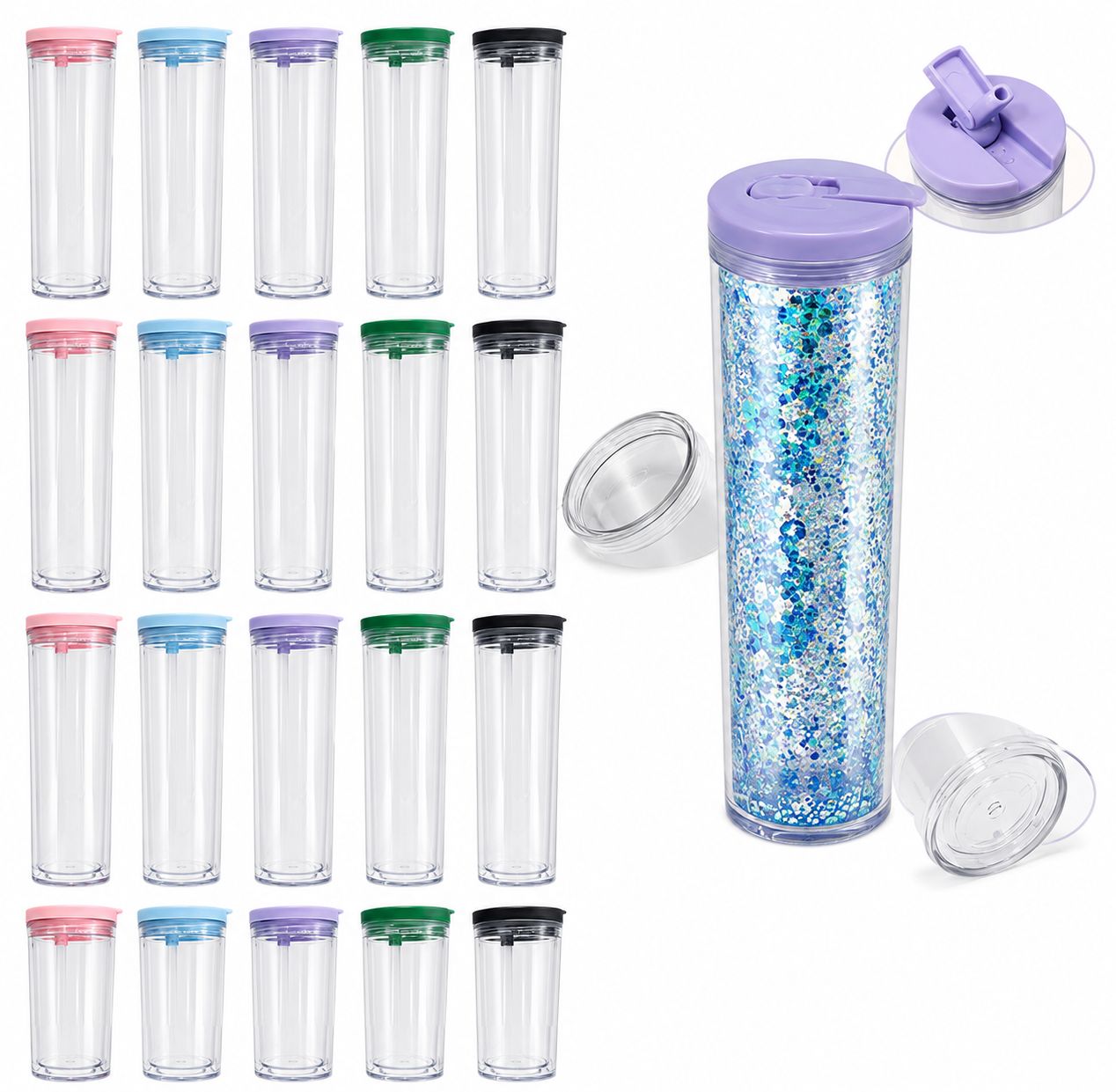 20oz Plastic Colorful Lid Tumbler Water Bottle