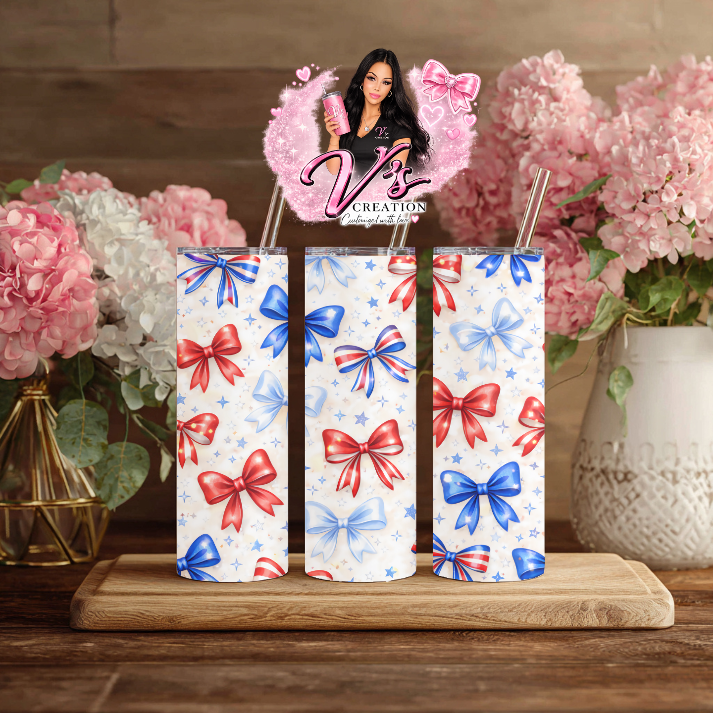 4th Of July Bows Tumbler
