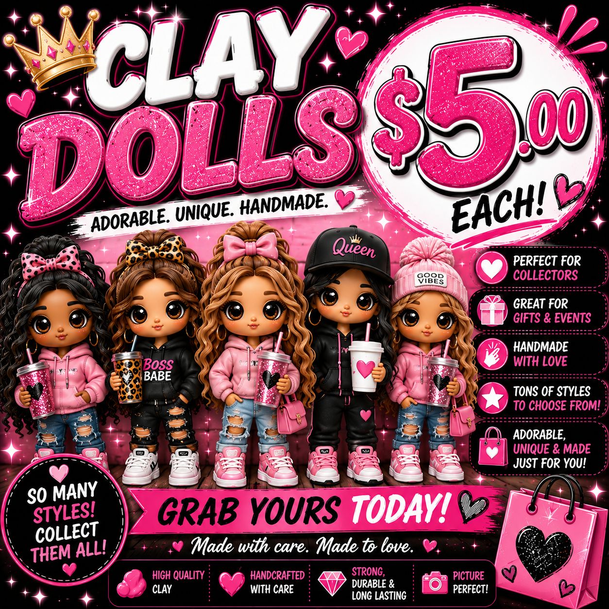 $5 Dollar Clay Doll Special Only