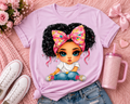Multi-Color Bow Headband & White Shirt Girl
