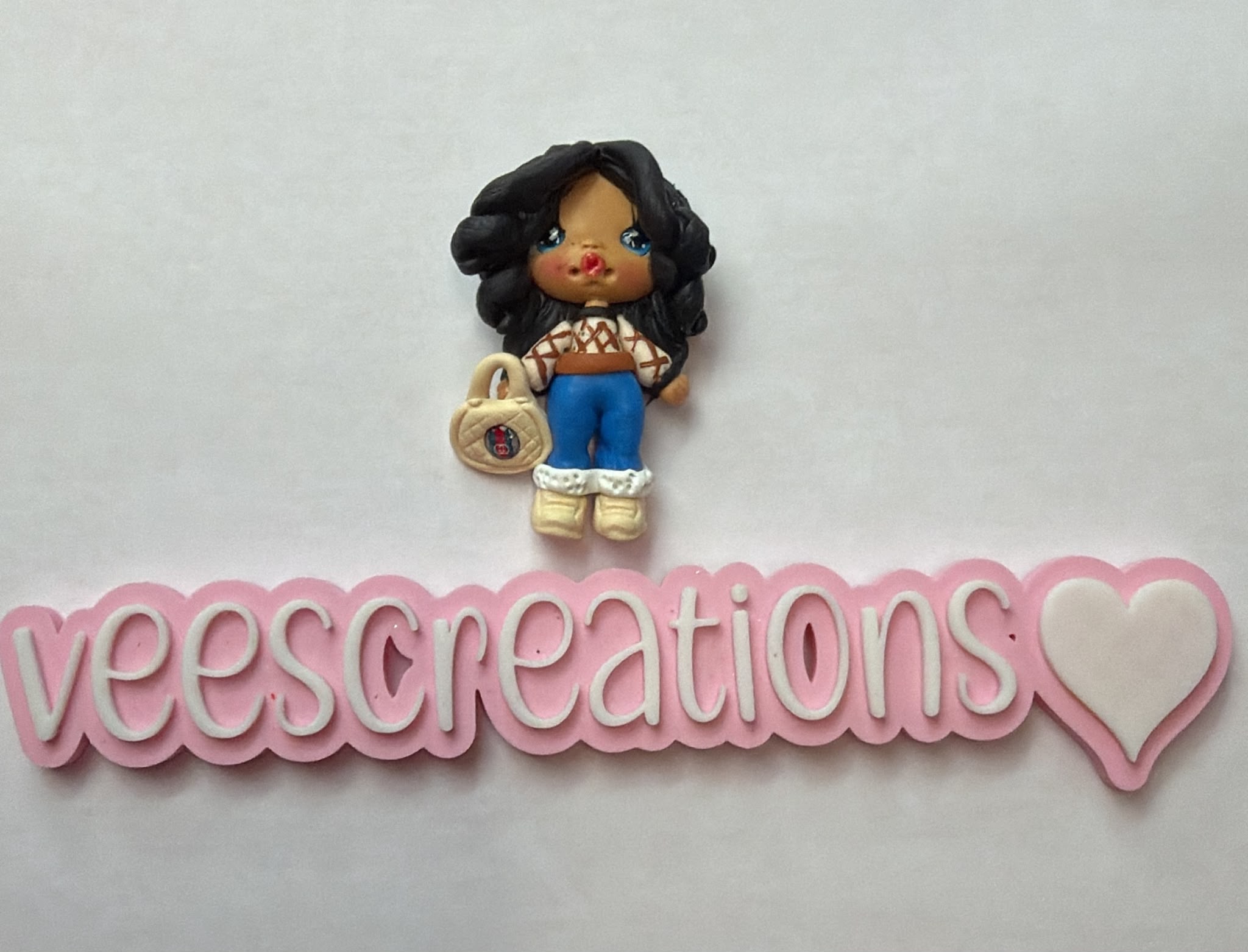 #6 Brand Black Hair Girl Clay Doll