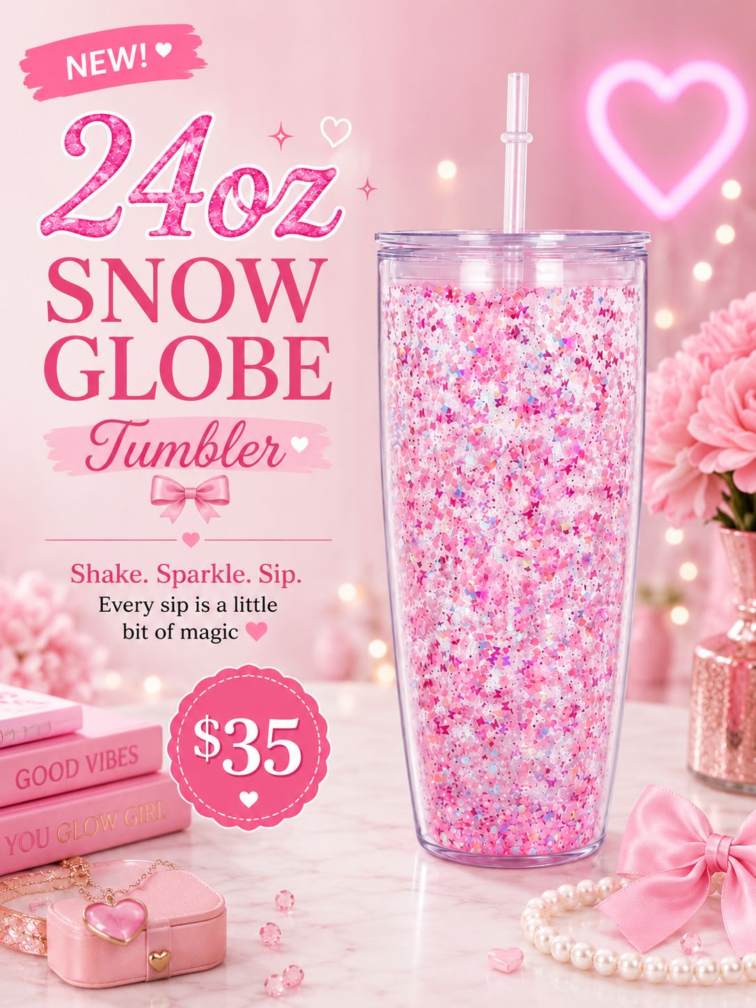 New 24oz Snow Globe Cup