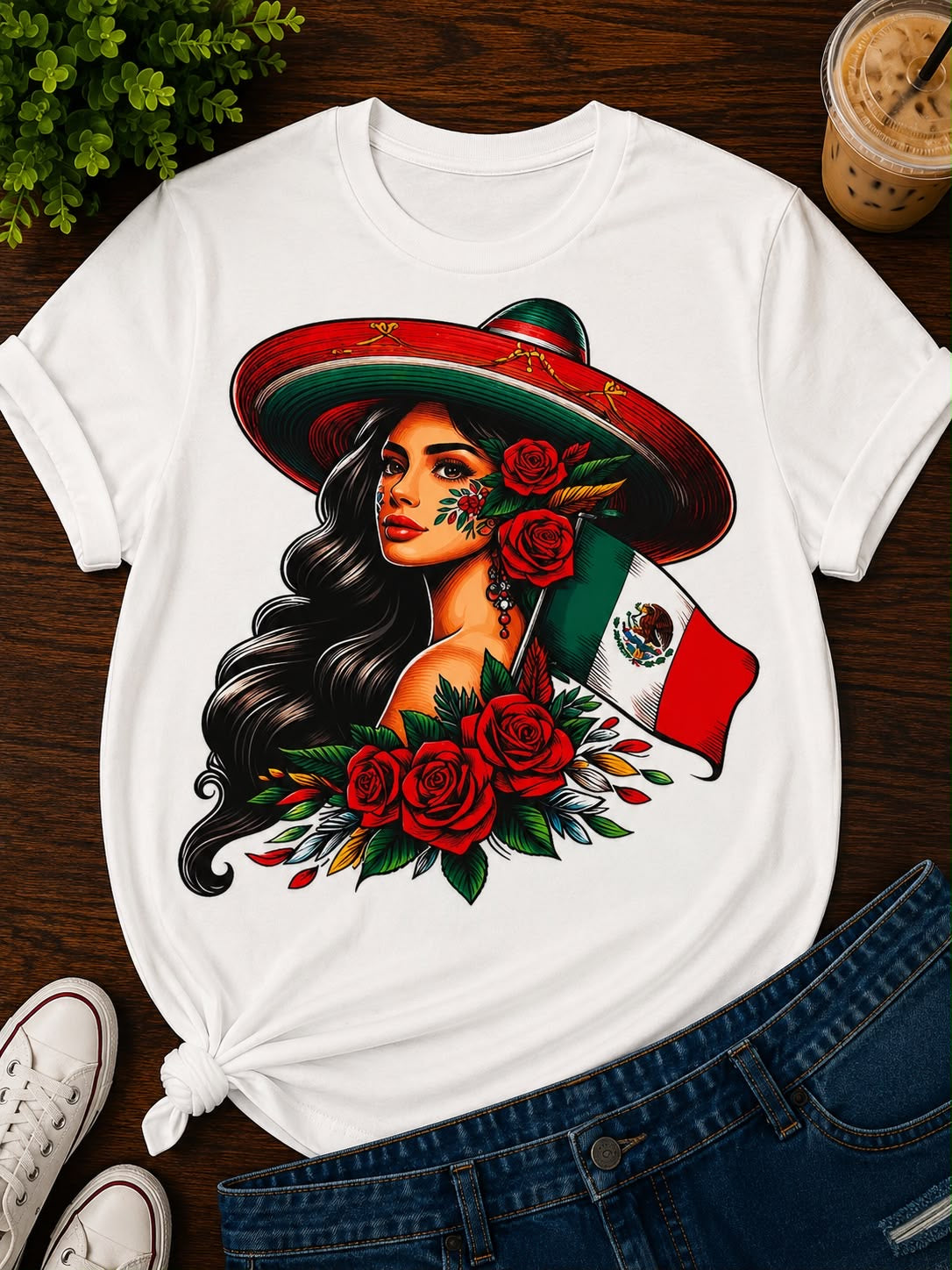 Mexico 🇲🇽 Hat & Flag Girl