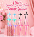 16oz Colorful Lid & Straw Snow Globe Cup