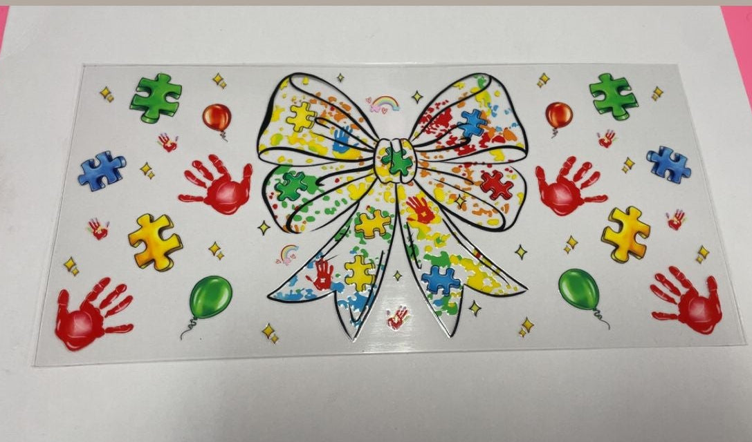 Autism Bow Hands & Puzzle Pieces