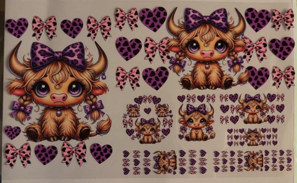 Purple Cheetah Highland Cow