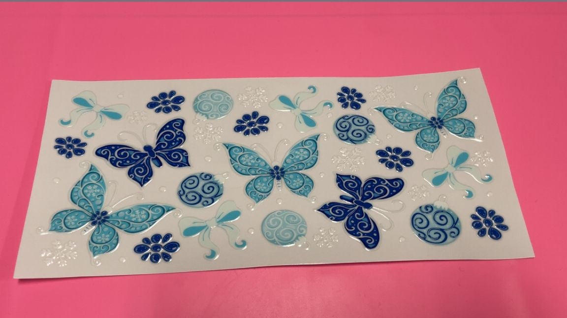 Blue & White Butterfly Decal