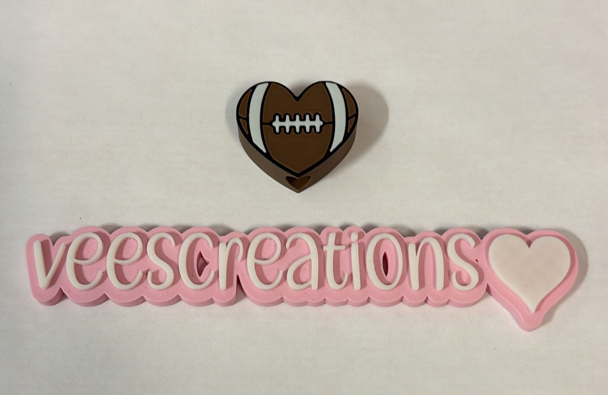 #27 Heart Football 3D Straw Topper