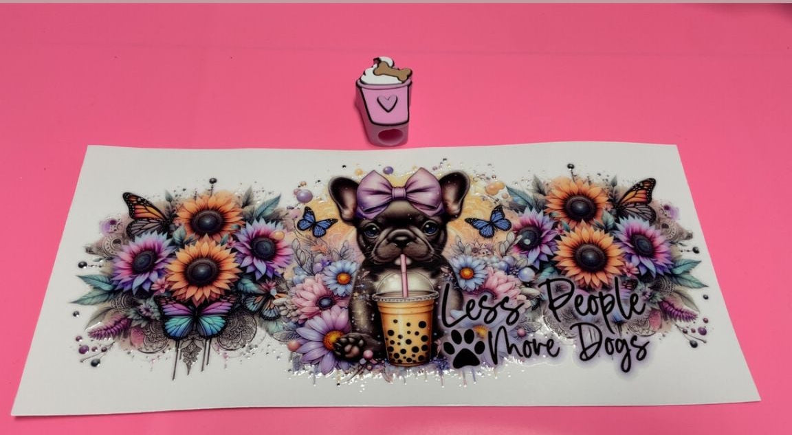 Baby Frenchie Dog Decal & Matching Straw Topper