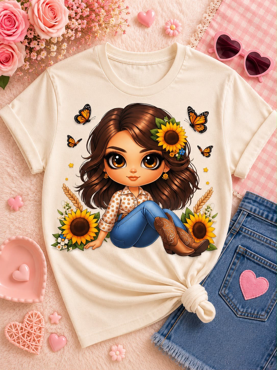Sunflower Butterfly Girl
