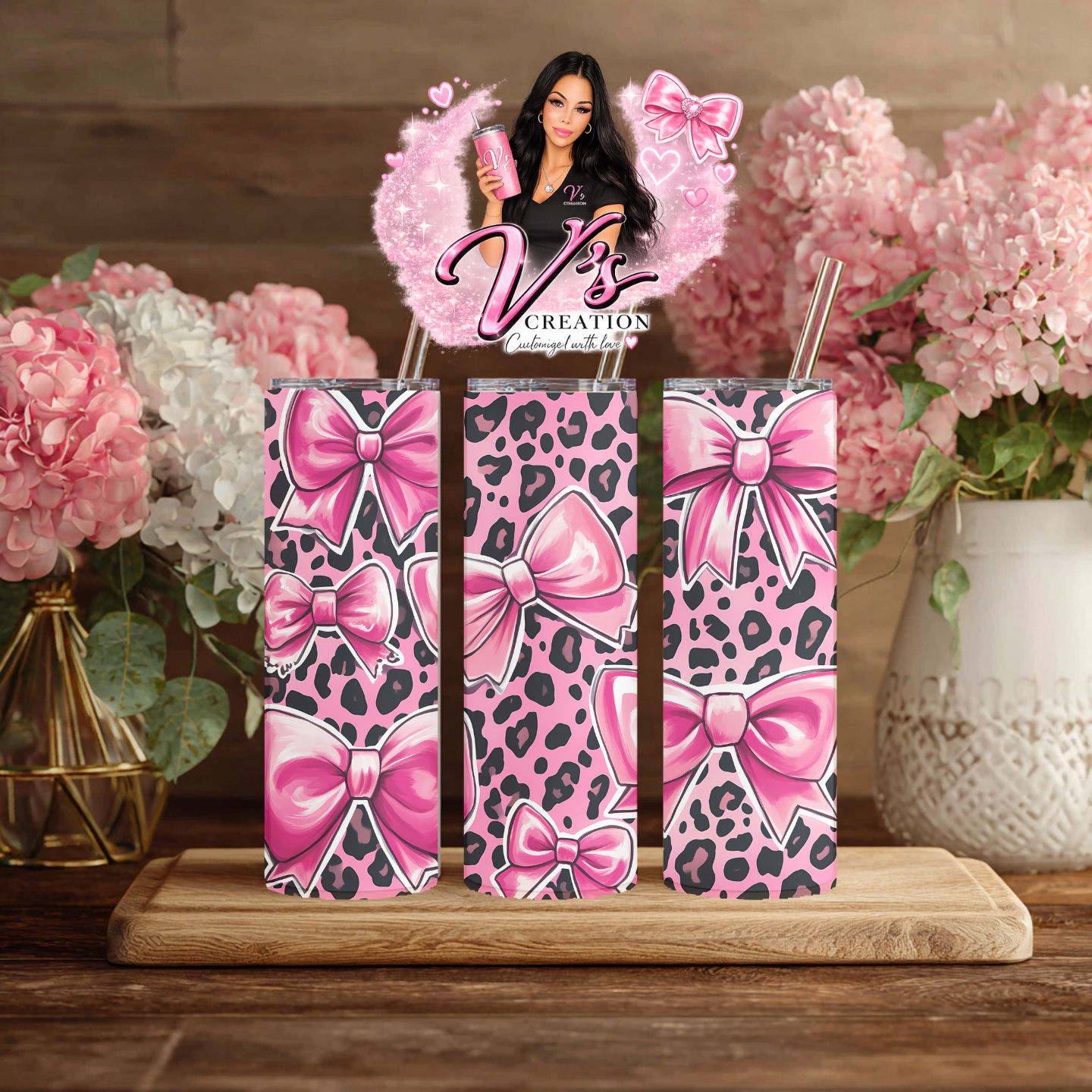 Cheetah Pink Bows Tumbler