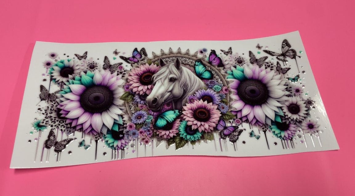 Colorful Sunflower Butterfly Horse Decal