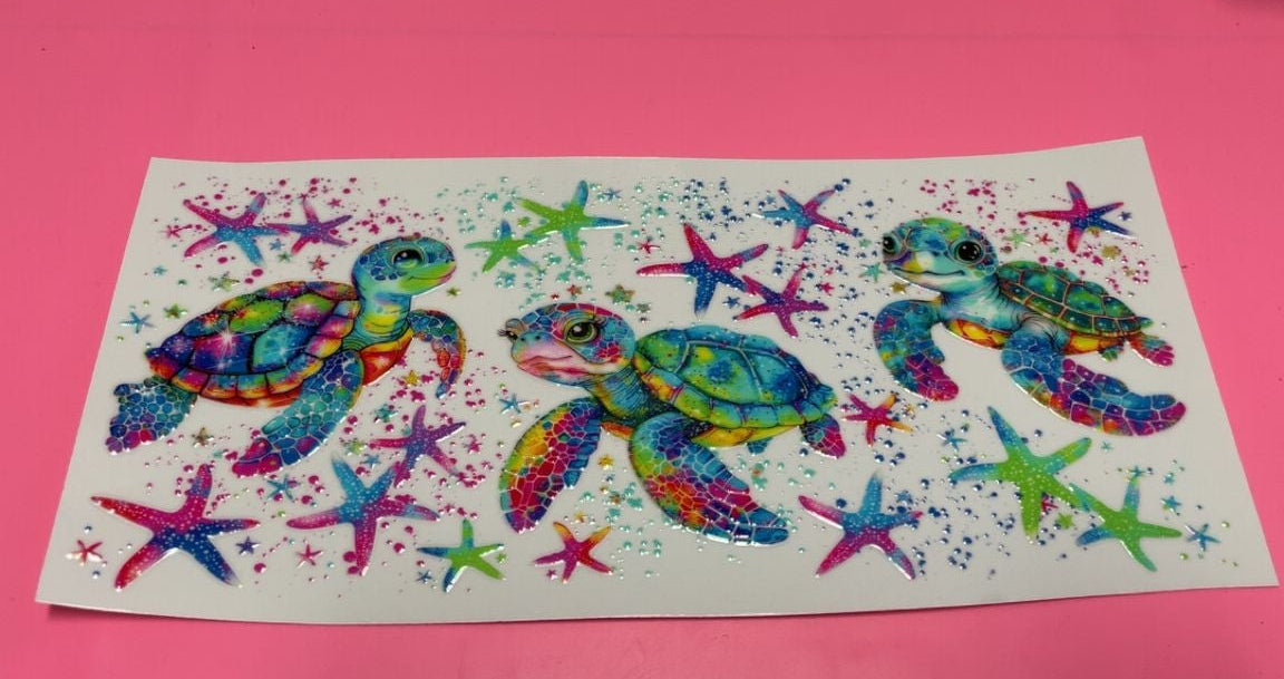 Colorful Sea Turtle Stars Decal