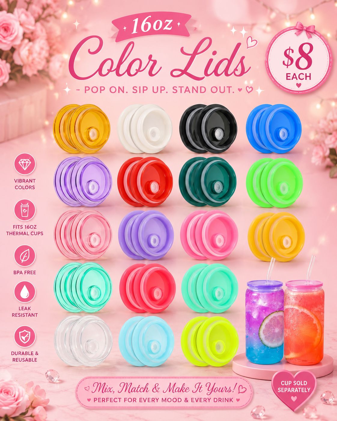 #2 Color 16oz Cup Lids