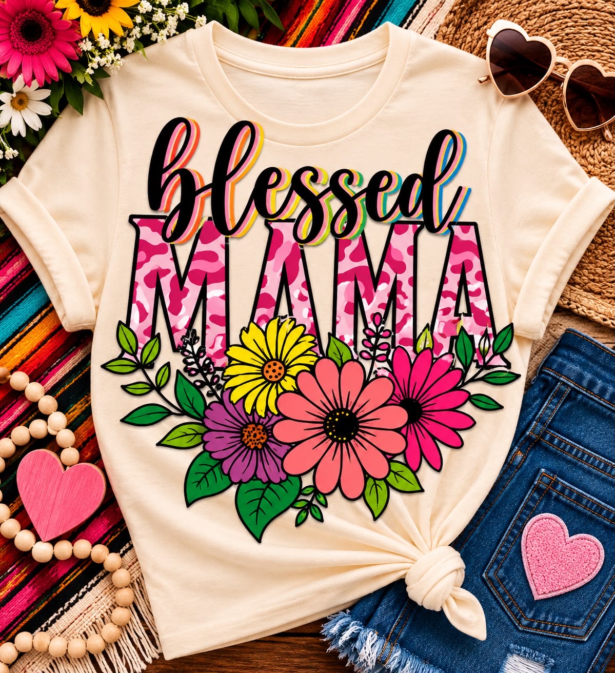 Blessed Colorful Flowers Mama