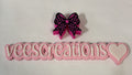 #52 Hot Pink Checkered Bow 3D Straw Topper