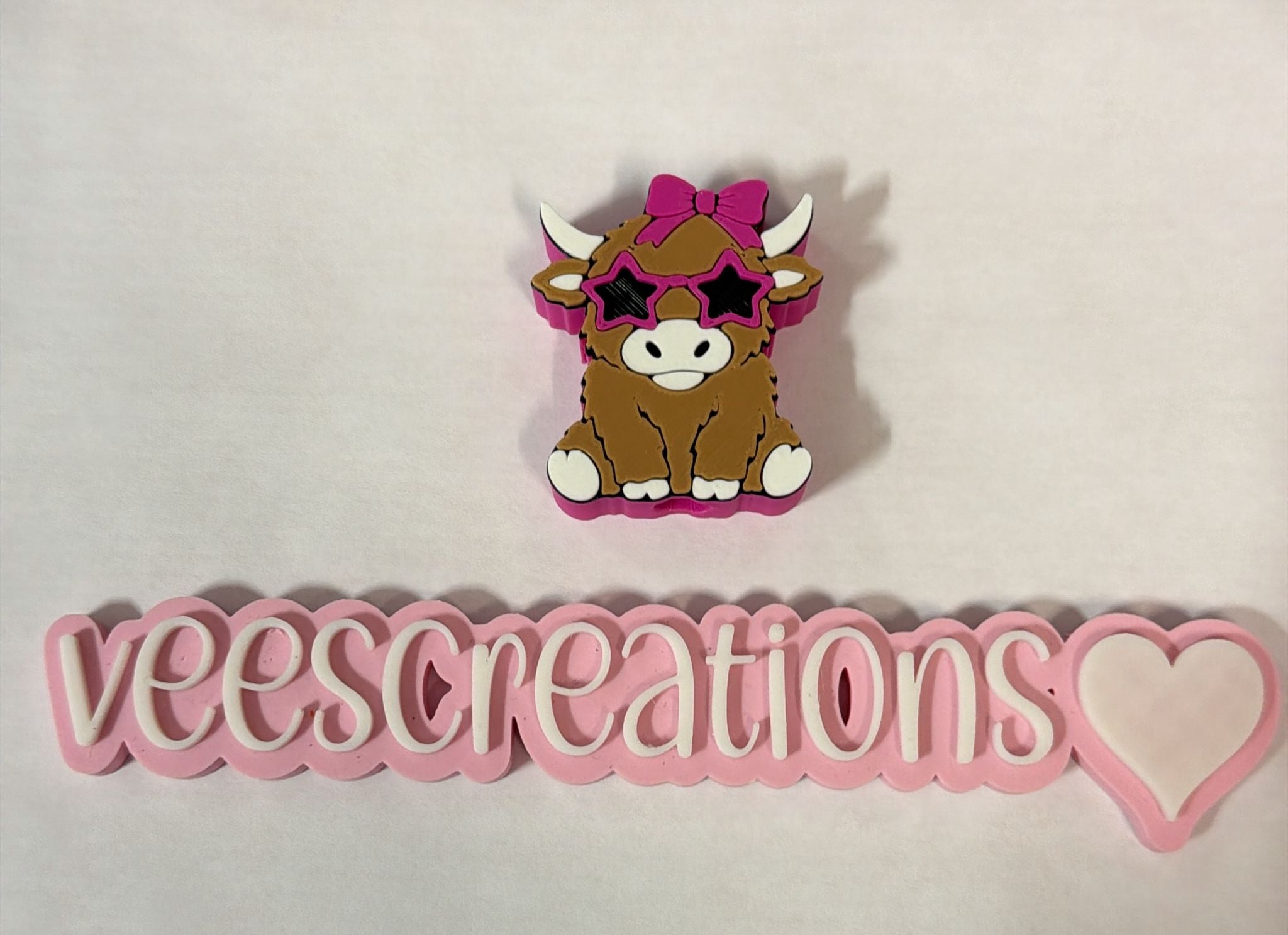 #11 Hot Pink Star Glasses Cow 3D Straw Topper