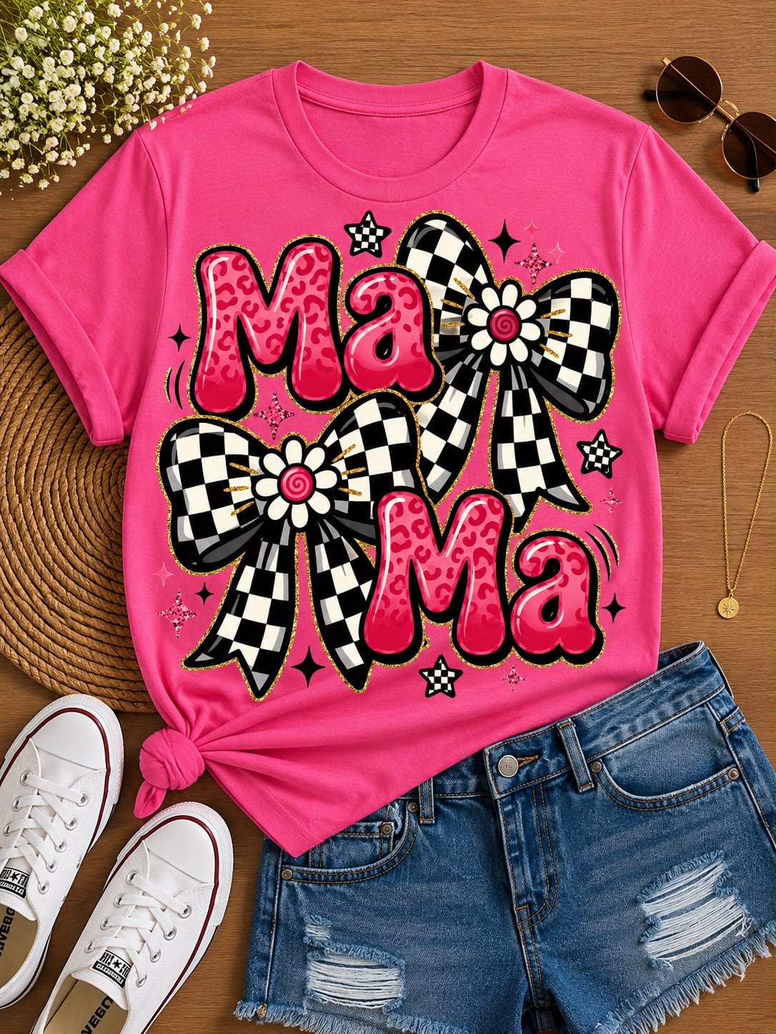 Checkered Bow MaMa