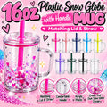 New 16oz Colorful Lid & Straw Mug Snow Globe
