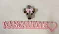 #54 Pink Ribbon & Brown Cross 3D Straw Topper