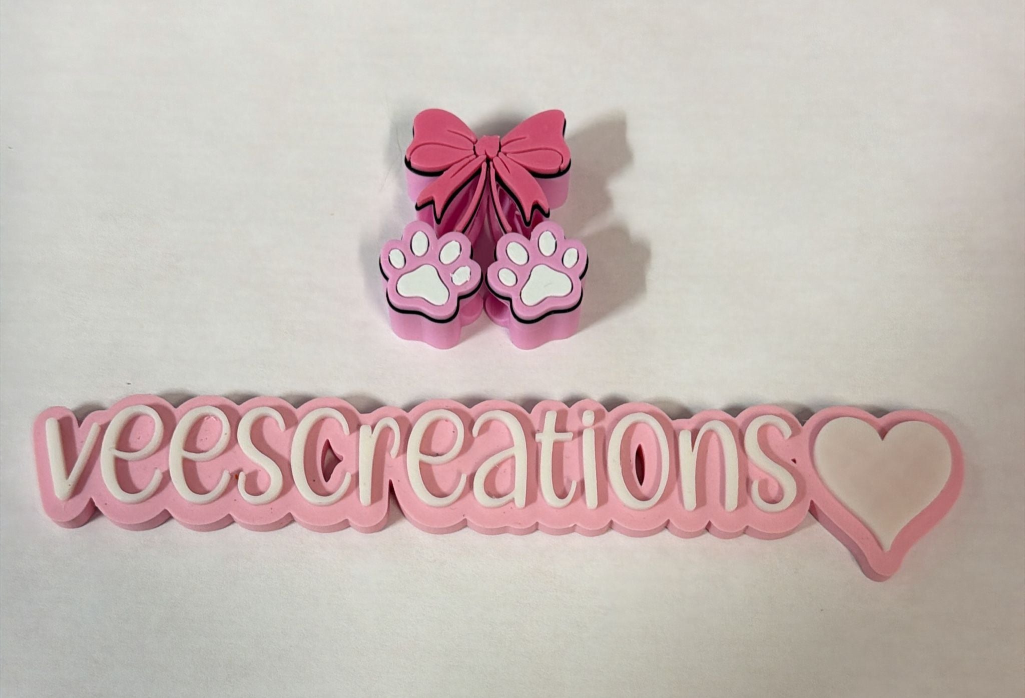 #29 Pink Bow & Paws 3D Straw Topper