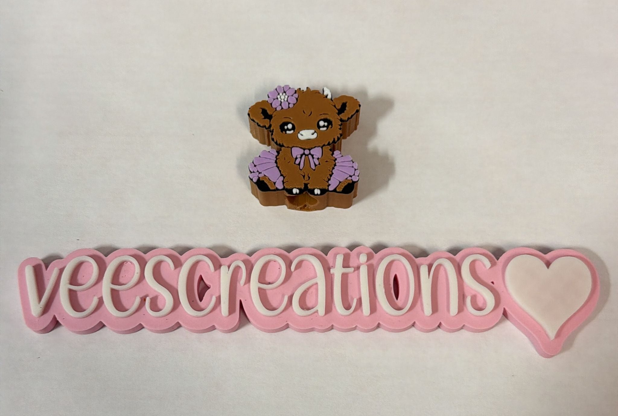 #31 Purple Flower Brown Cow 3D Straw Topper