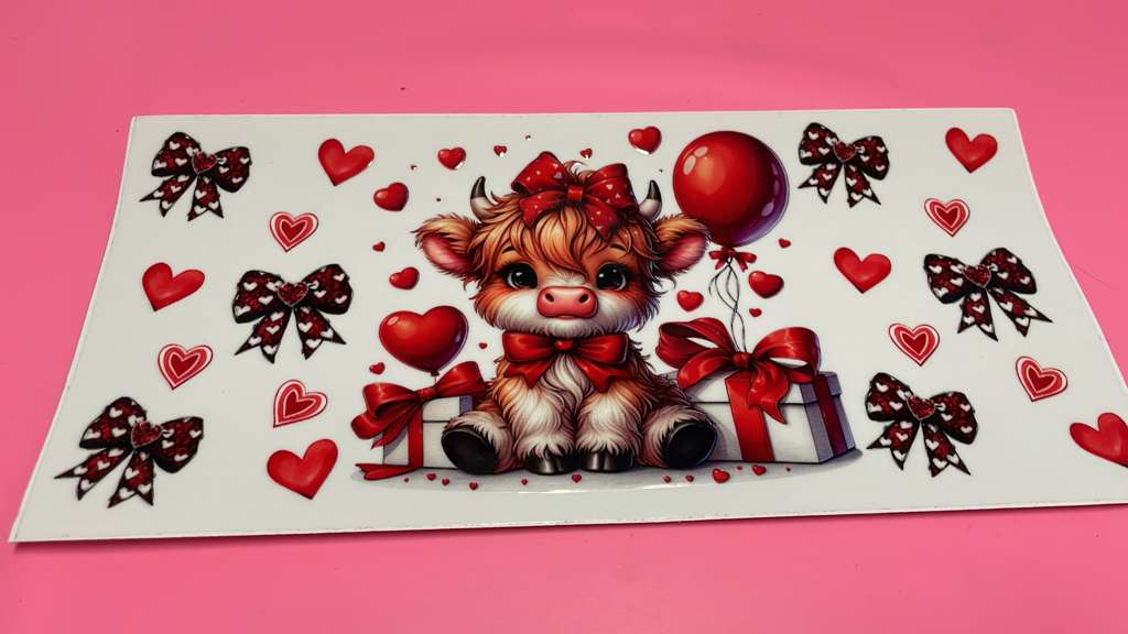 Red Bows Hearts & Cow Balloon