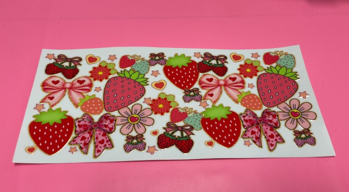 Strawberry & Ribbons Decal