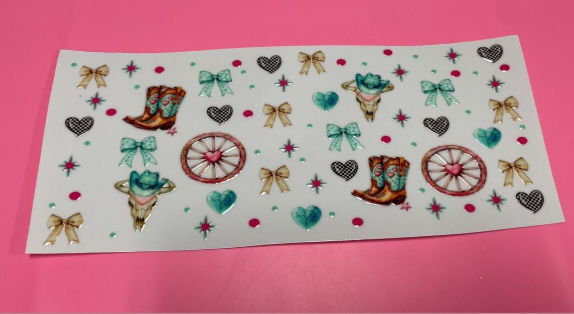 Cowgirl Ribbons & Hearts Decal