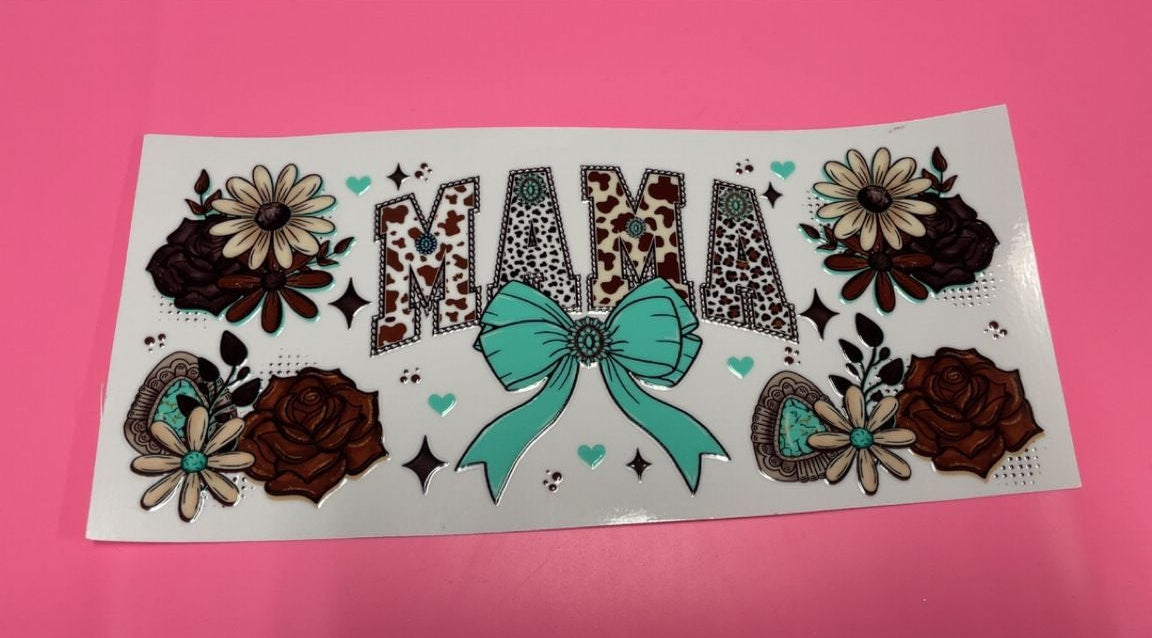 Mama Teal Bow Decal