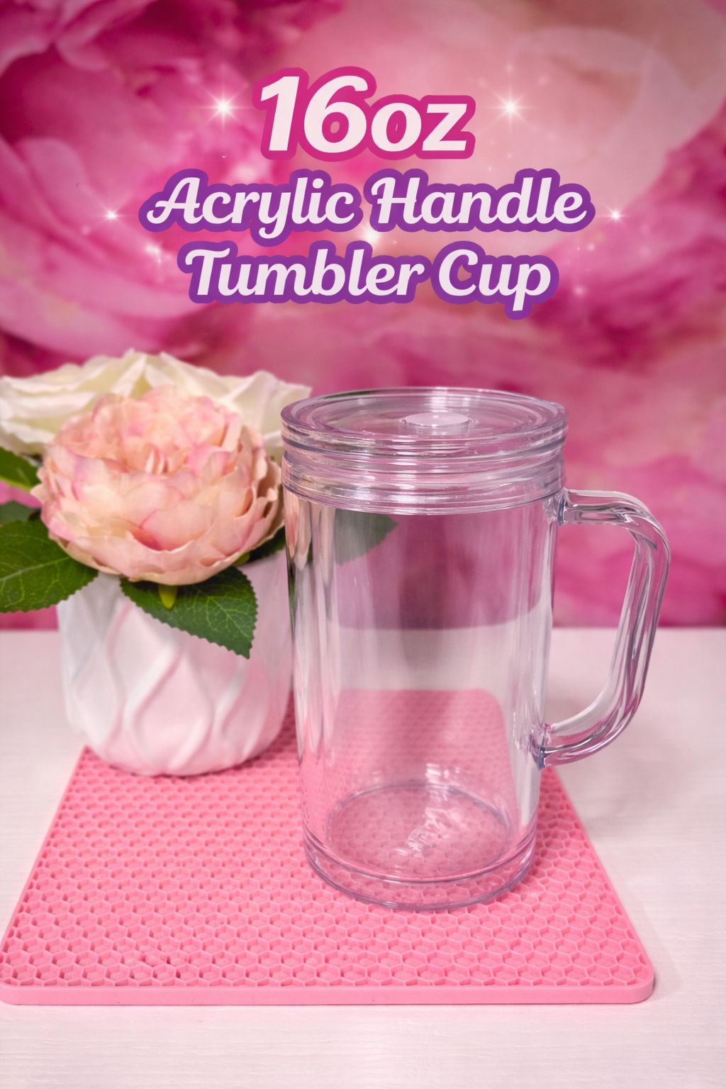 16oz Acrylic Handle Tumbler Cup