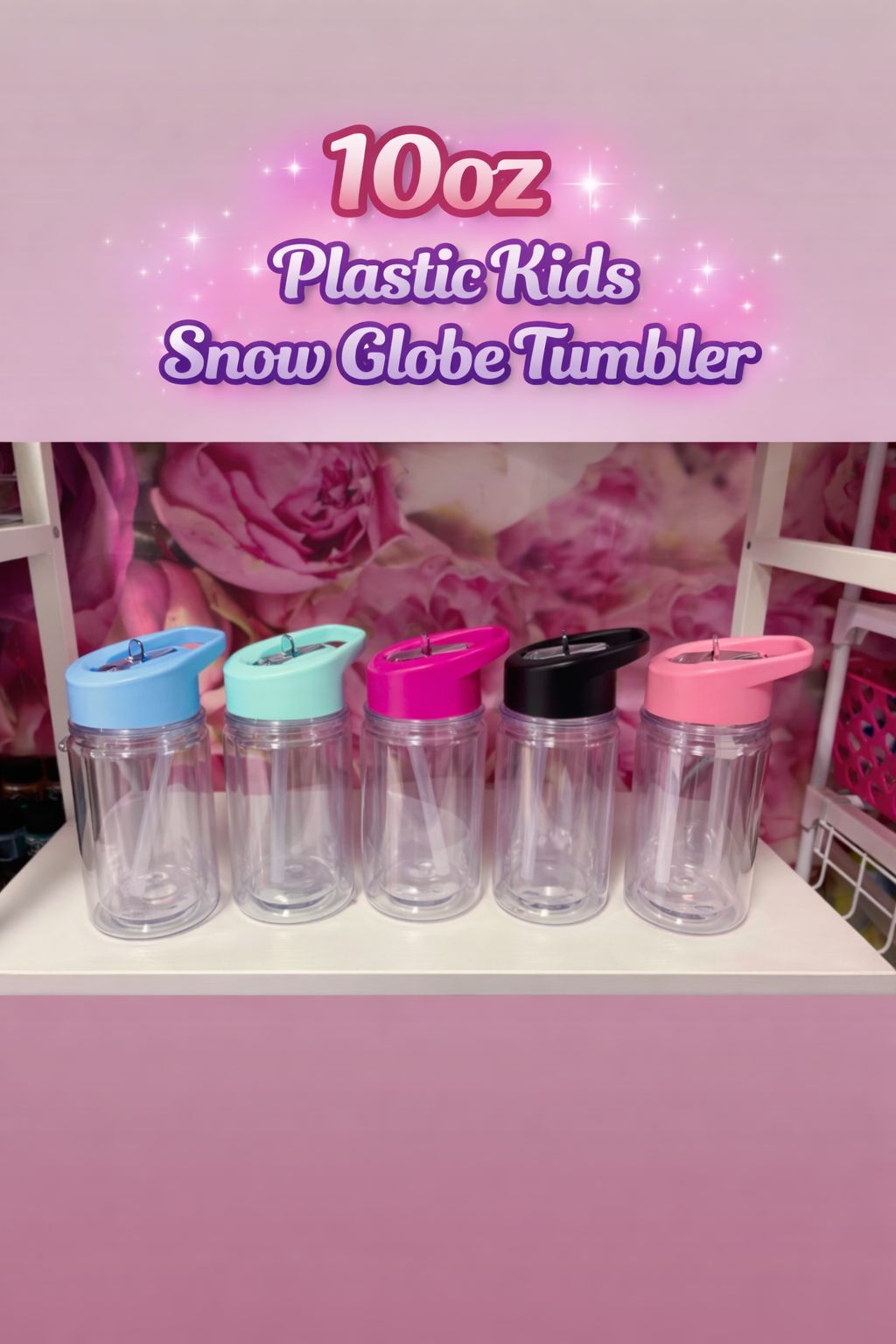 10 oz Plastic Kids Snow Globe Tumbler