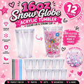 16oz Clear Tall Snow Globe Acrylic Tumbler Cup