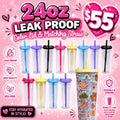 24oz Leak Proof Color Lid & Straw Acrylic Snow Globe Cup